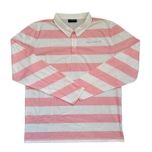 Maybelline Pink and White Striped Polo Shirt women’s size XL